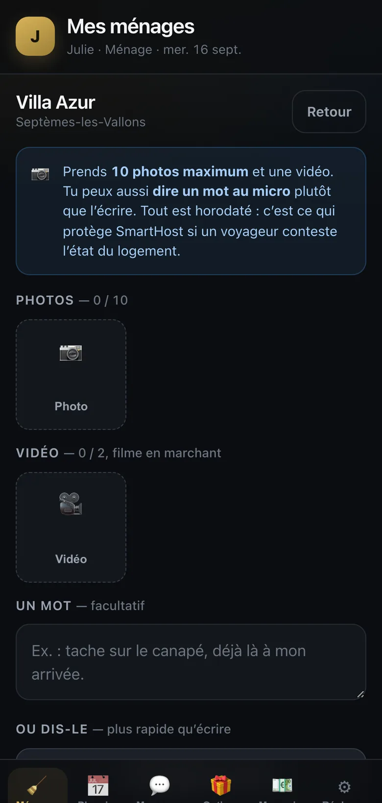 Photos de fin de ménage, en données fictives